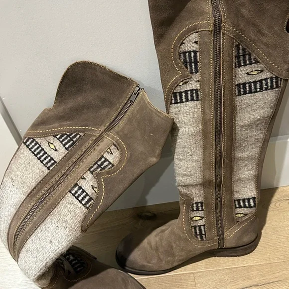 Born Brown Over the Knee Boots with Patterned Design - Picture 7 of 7